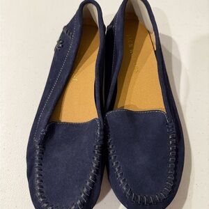 Jack Rogers suede Moc , Navy blue  new Size 9